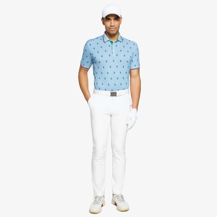 Mendez is a Breathable short sleeve golf shirt for Men in the color Crystal Blue/Green(2)