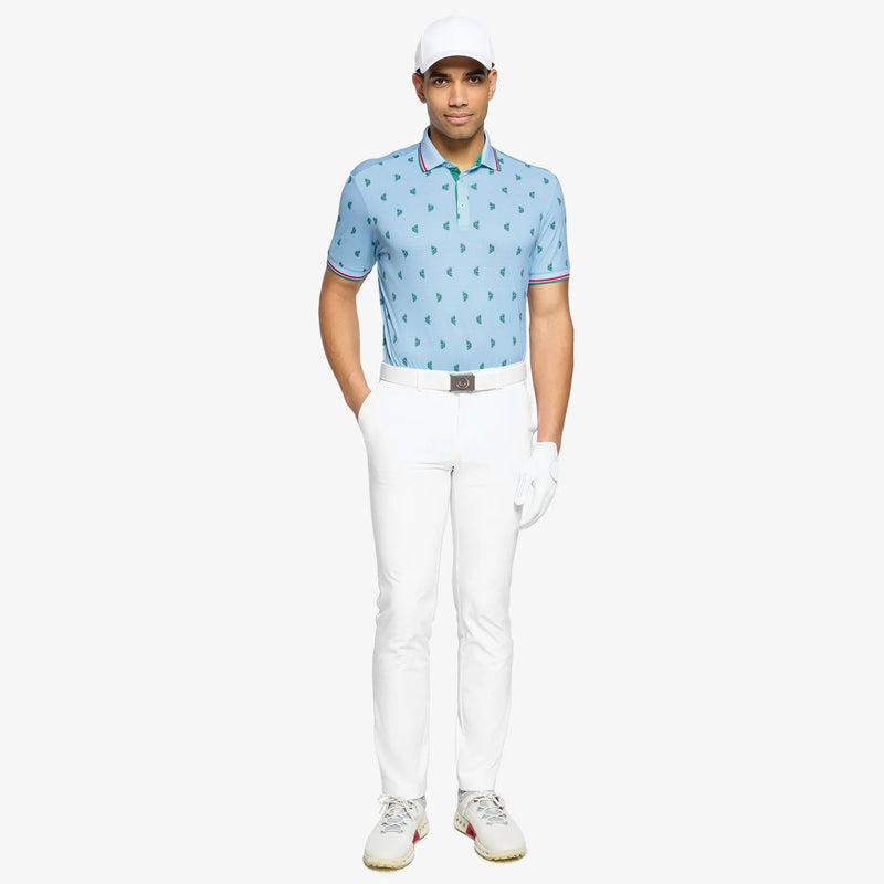 Mendez is a Breathable short sleeve golf shirt for Men in the color Crystal Blue/Green(2)