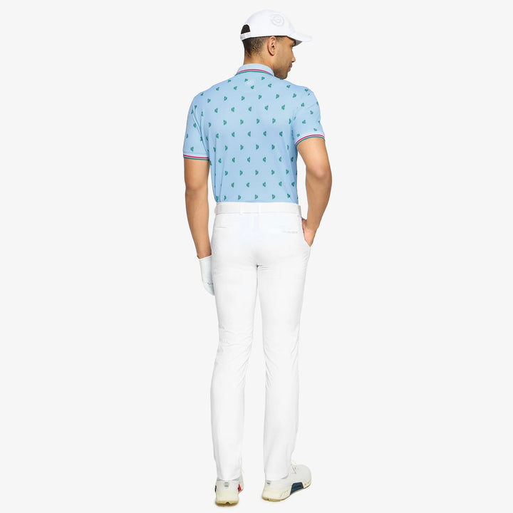 Mendez is a Breathable short sleeve golf shirt for Men in the color Crystal Blue/Green(5)