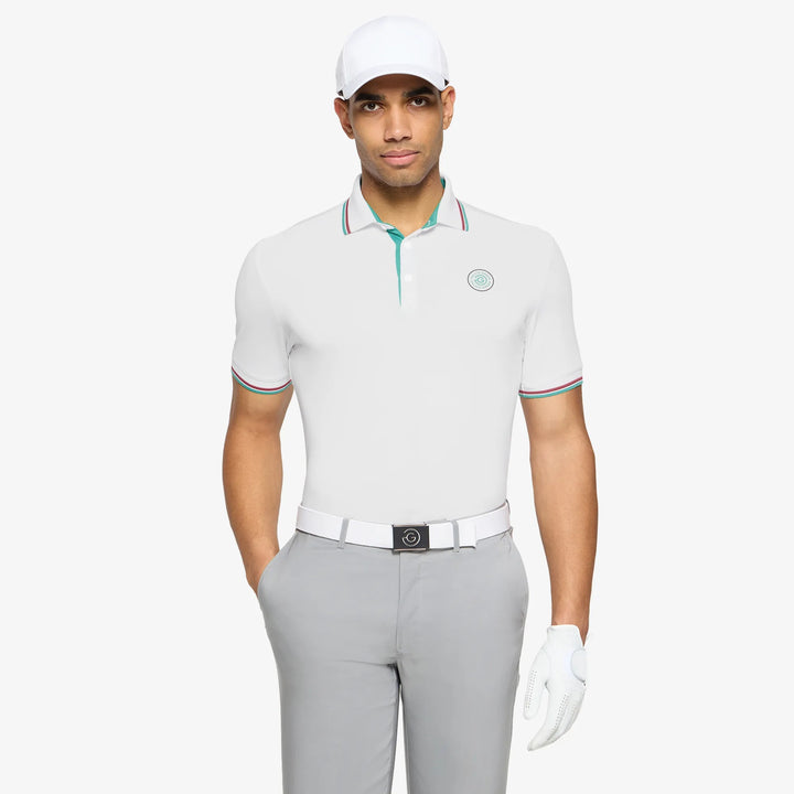 Mendoza is a Breathable short sleeve golf shirt for Men in the color White(1)