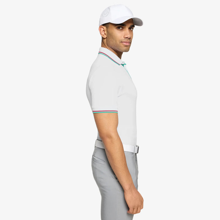 Mendoza is a Breathable short sleeve golf shirt for Men in the color White(3)