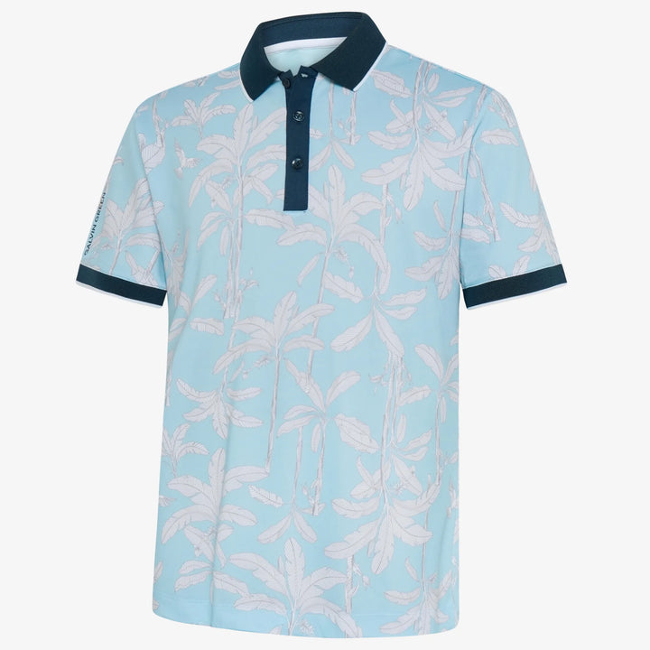 Merry is a Breathable short sleeve golf shirt for Men in the color Crystal Blue/Navy(0)