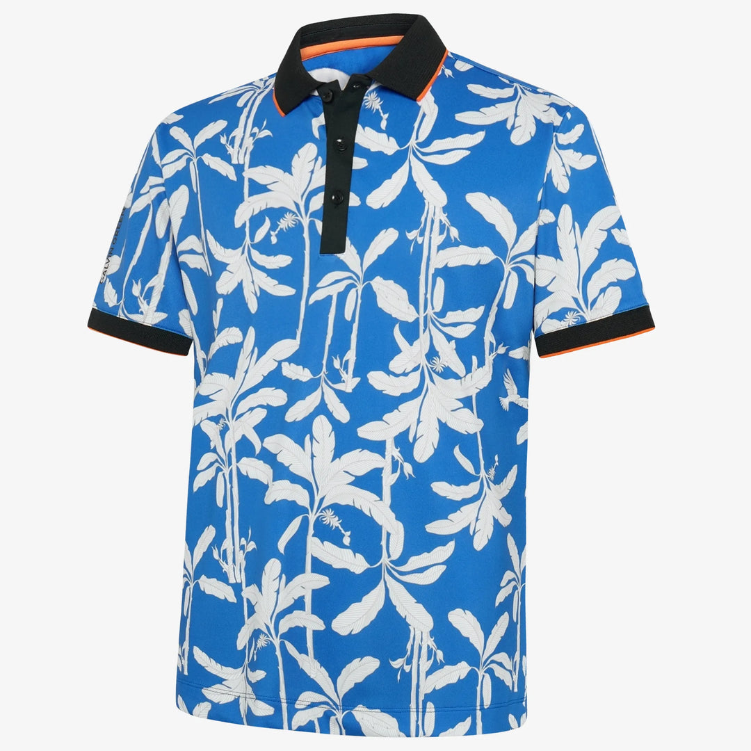 Merry is a Breathable short sleeve golf shirt for Men in the color Royal Blue/Black(0)