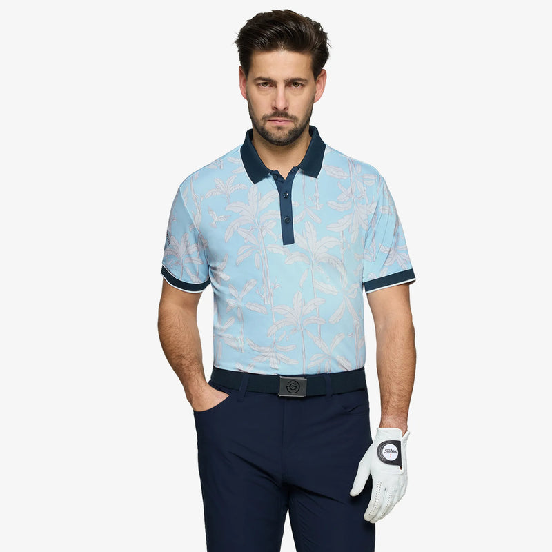 Merry is a Breathable short sleeve golf shirt for Men in the color Crystal Blue/Navy(1)