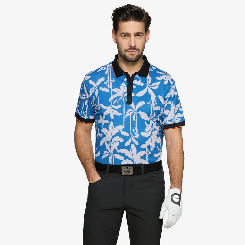 Merry is a Breathable short sleeve golf shirt for Men in the color Royal Blue/Black(1)