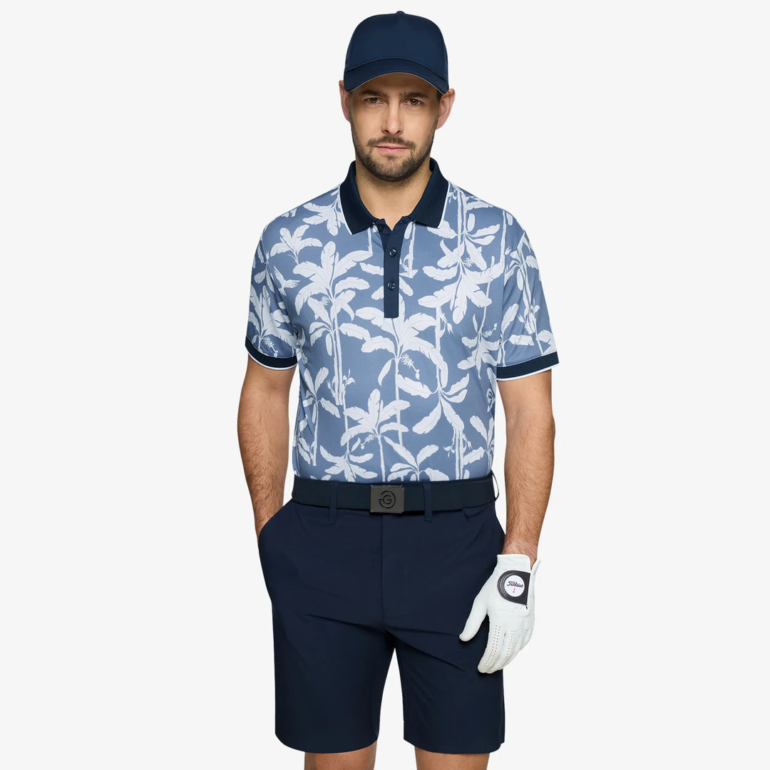 Merry is a Breathable short sleeve golf shirt for Men in the color Moonlight Blue/Navy(1)