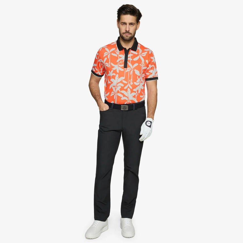 Merry is a Breathable short sleeve golf shirt for Men in the color Orange/Black(2)