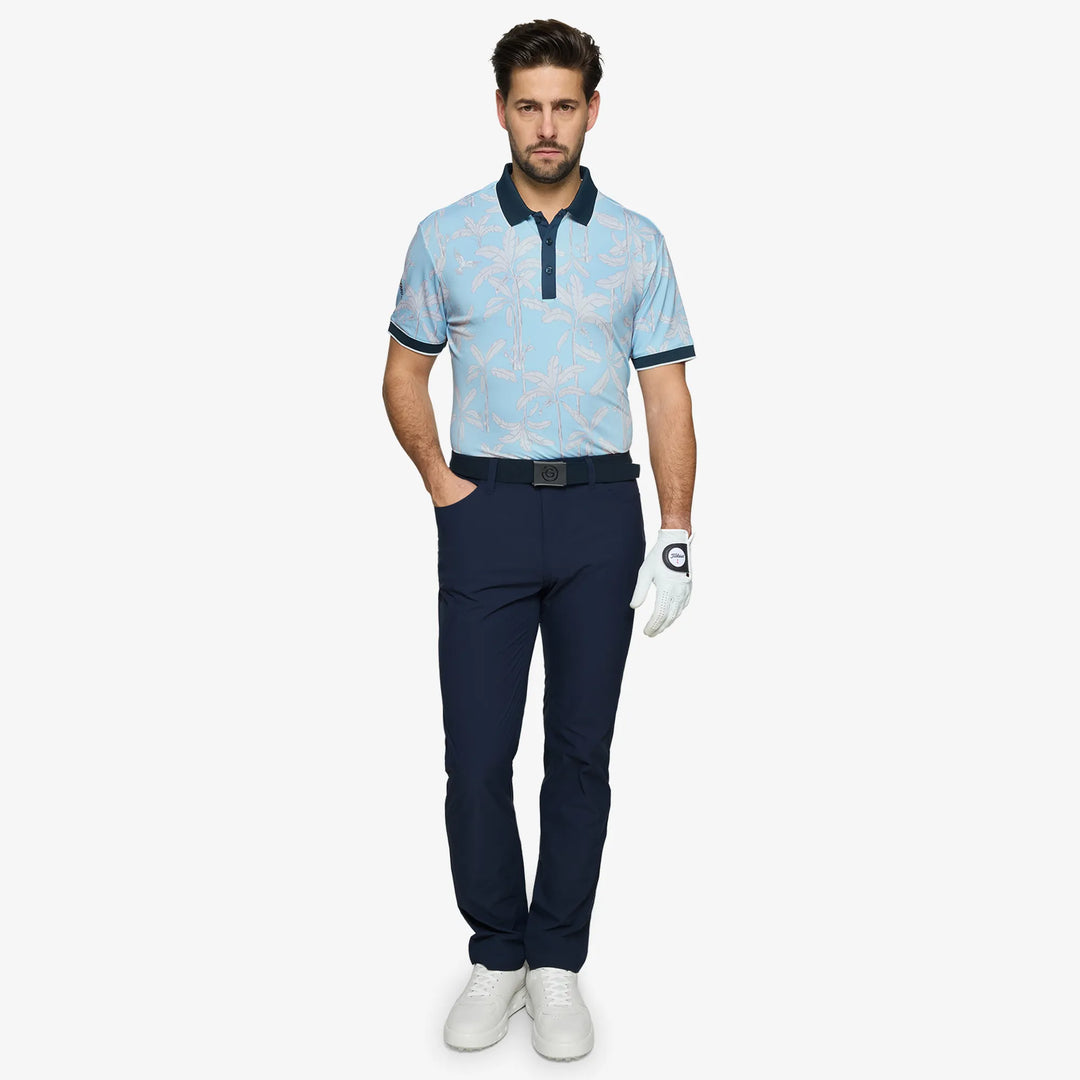 Merry is a Breathable short sleeve golf shirt for Men in the color Crystal Blue/Navy(2)