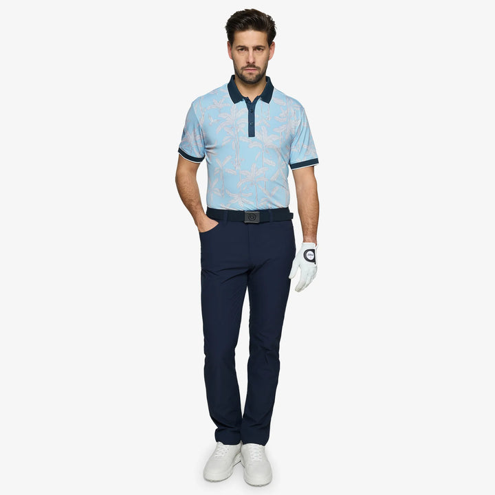 Merry is a Breathable short sleeve golf shirt for Men in the color Crystal Blue/Navy(2)