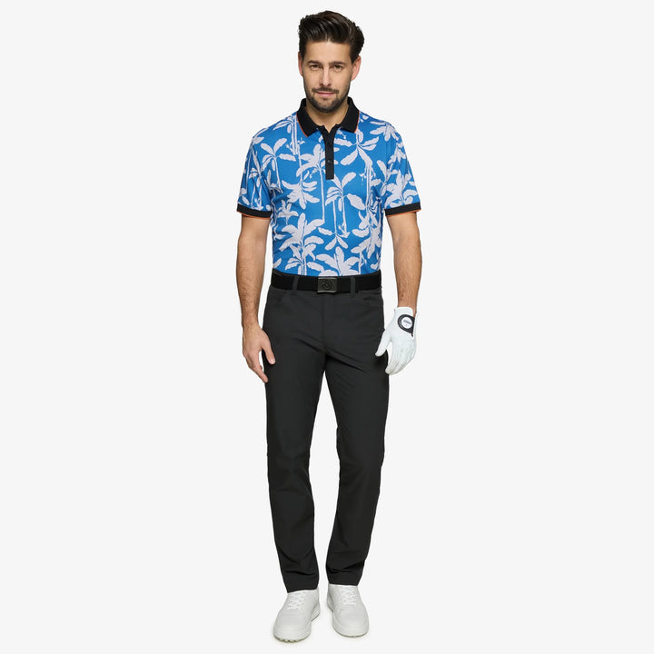 Merry is a Breathable short sleeve golf shirt for Men in the color Royal Blue/Black(2)