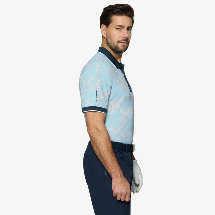 Merry is a Breathable short sleeve golf shirt for Men in the color Crystal Blue/Navy(3)