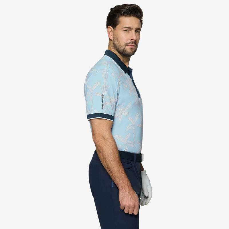 Merry is a Breathable short sleeve golf shirt for Men in the color Crystal Blue/Navy(3)