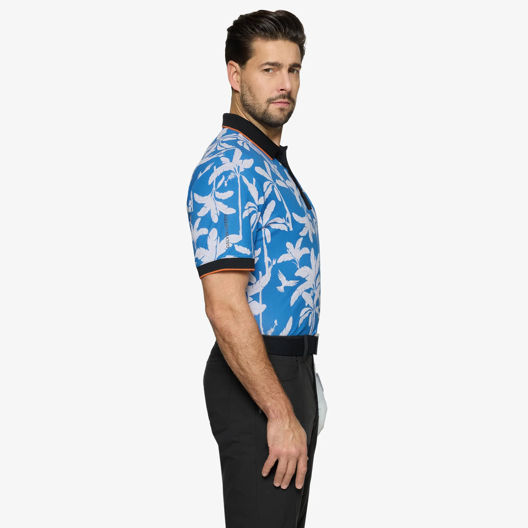 Merry is a Breathable short sleeve golf shirt for Men in the color Royal Blue/Black(3)