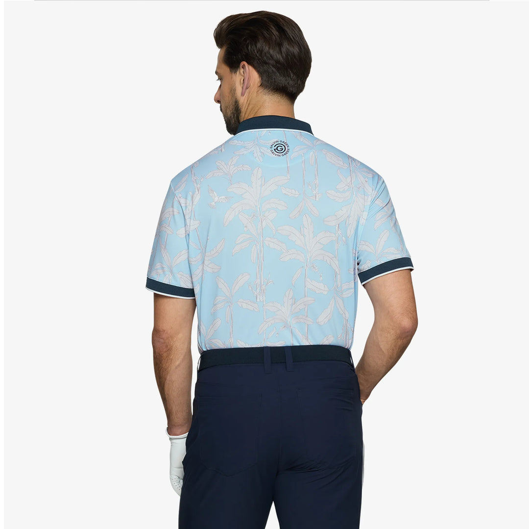 Merry is a Breathable short sleeve golf shirt for Men in the color Crystal Blue/Navy(4)