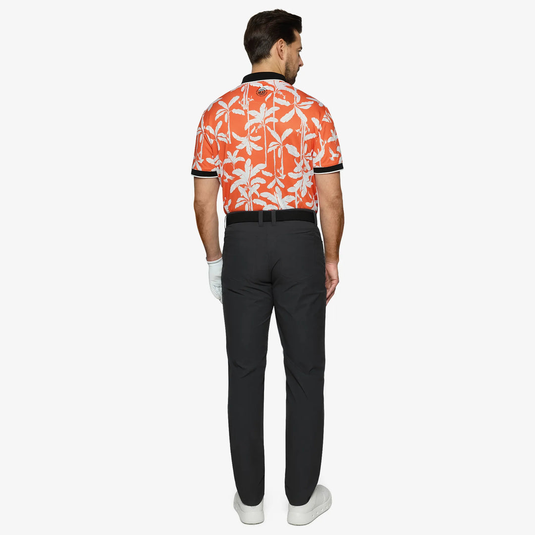 Merry is a Breathable short sleeve golf shirt for Men in the color Orange/Black(5)