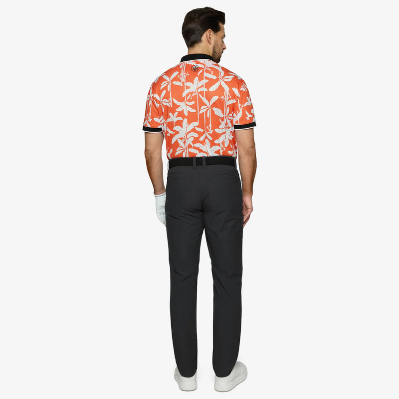 Merry is a Breathable short sleeve golf shirt for Men in the color Orange/Black(5)