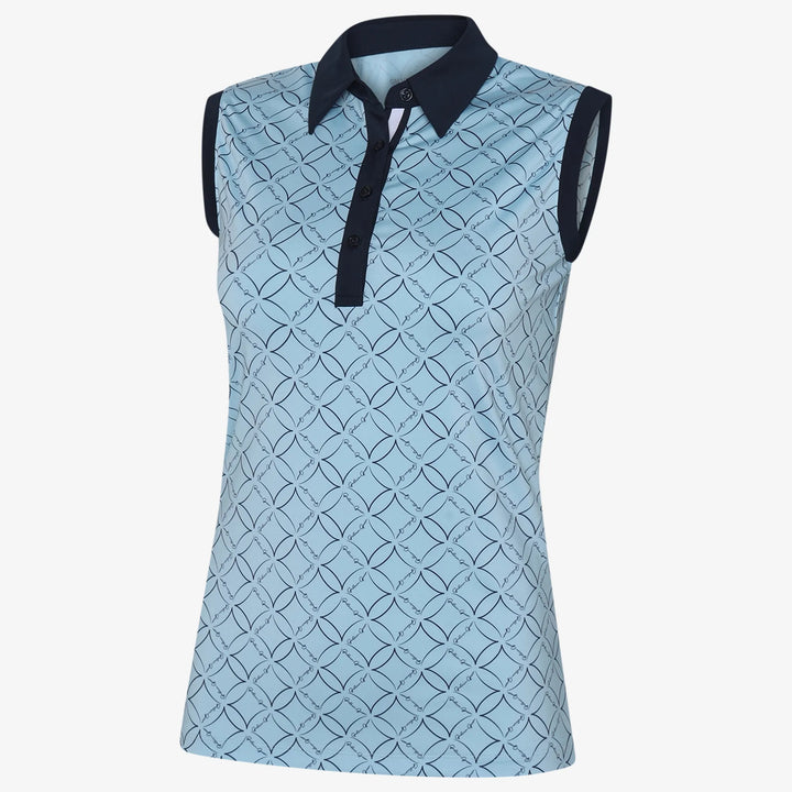 Mia is a Breathable sleeveless golf shirt for Women in the color Crystal Blue/Navy(0)