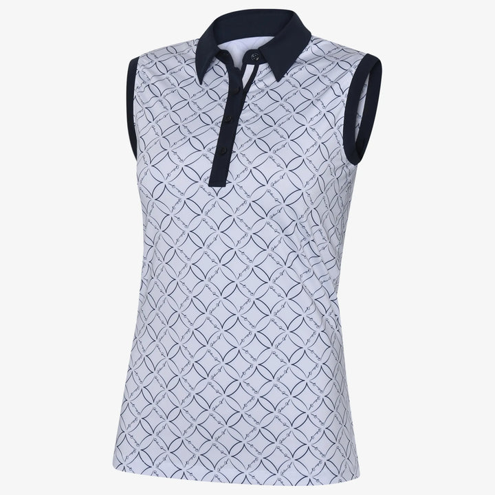 Mia is a Breathable sleeveless golf shirt for Women in the color White/Navy(0)