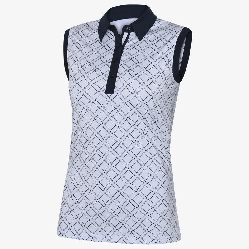 Mia is a Breathable sleeveless golf shirt for Women in the color White/Navy(0)