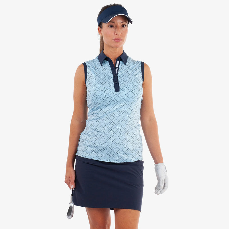 Mia is a Breathable sleeveless golf shirt for Women in the color Crystal Blue/Navy(1)