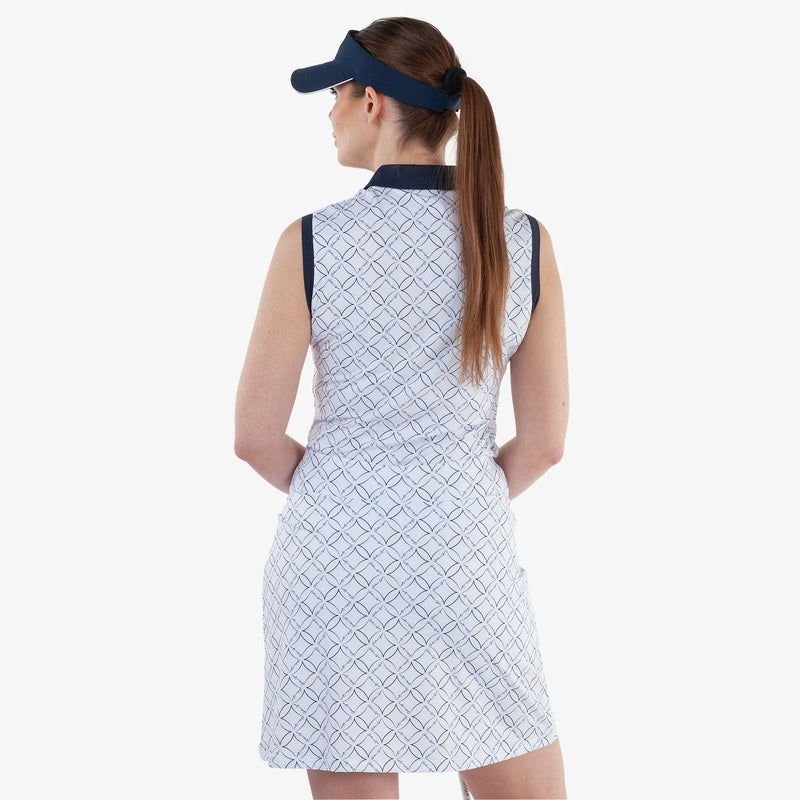 Mia is a Breathable sleeveless golf shirt for Women in the color White/Navy(4)