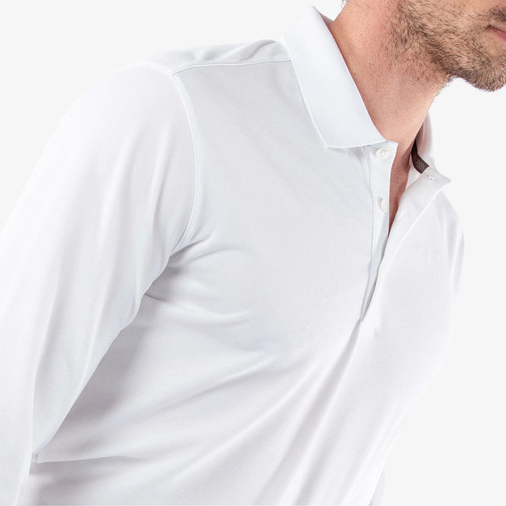 Michael is a Breathable long sleeve golf shirt for Men in the color White(3)