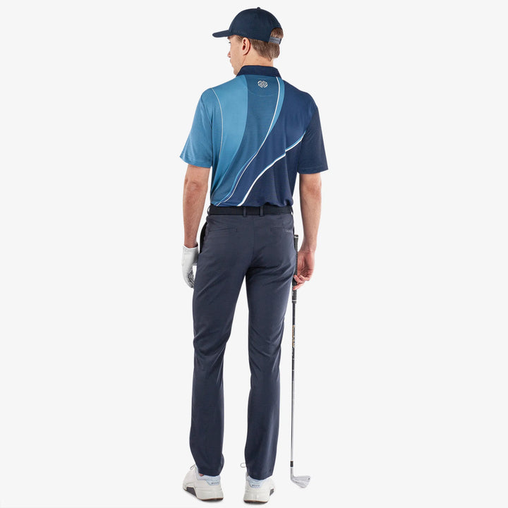 Mico is a Breathable short sleeve golf shirt for Men in the color Ensign Blue/Niagra Blue/Navy(5)