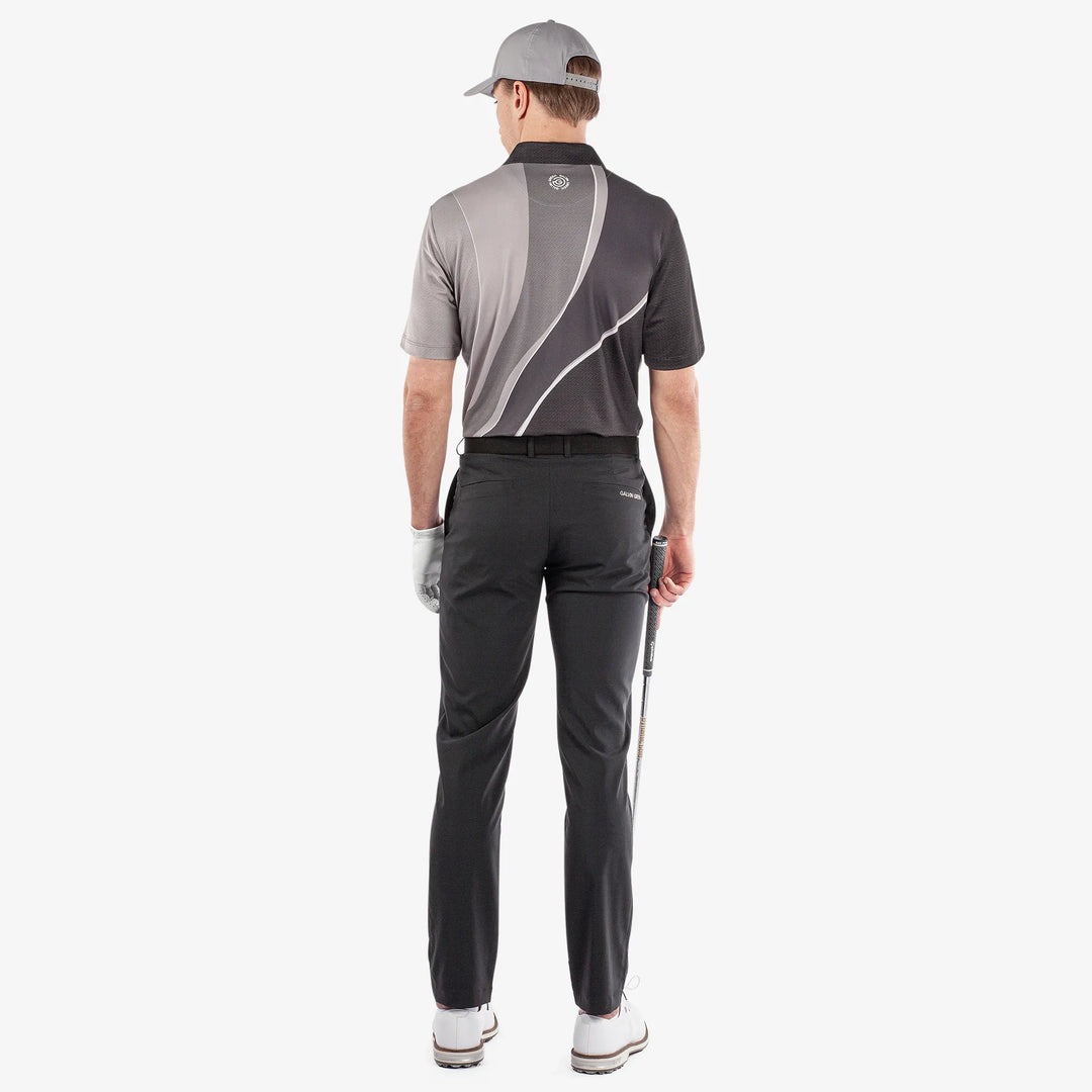 Mico is a Breathable short sleeve golf shirt for Men in the color Sharkskin/Forged Iron/Black(6)