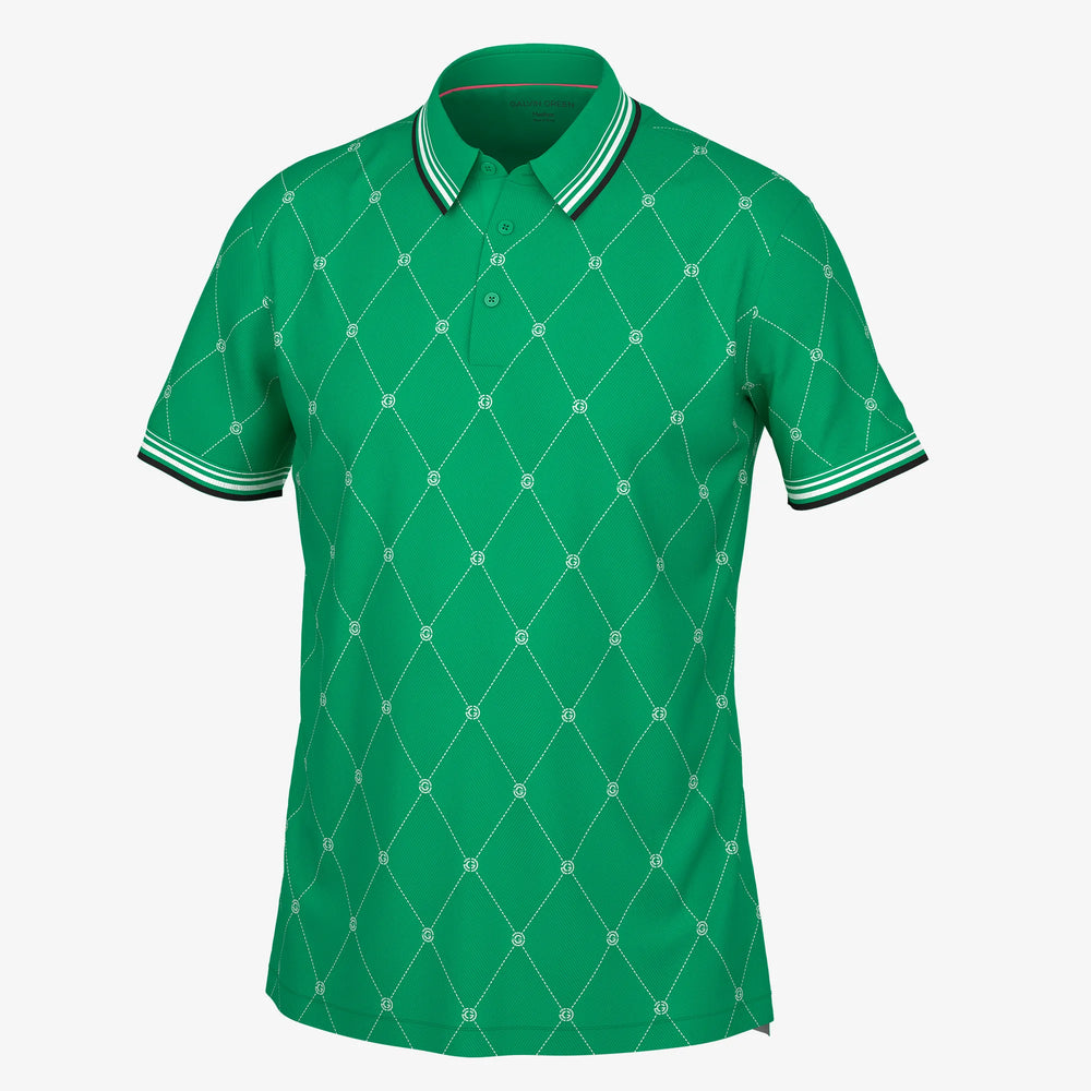 Miguel is a Breathable short sleeve golf shirt for Men in the color Golf Green/White(0)