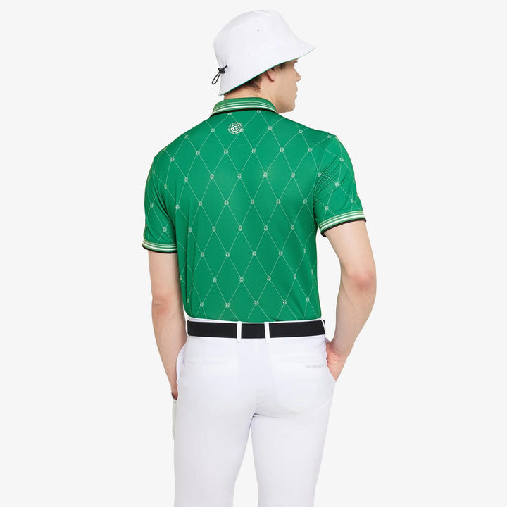 Miguel is a Breathable short sleeve golf shirt for Men in the color Golf Green/White(5)