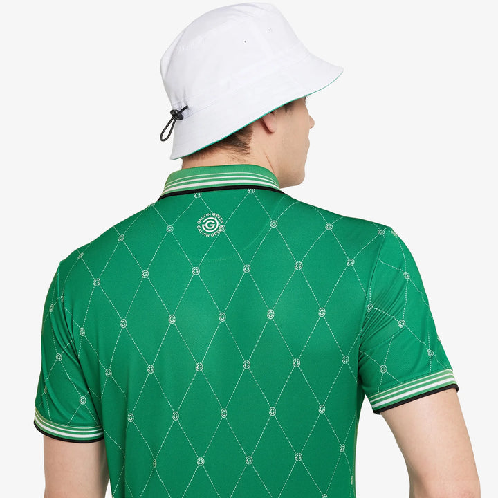 Miguel is a Breathable short sleeve golf shirt for Men in the color Golf Green/White(6)
