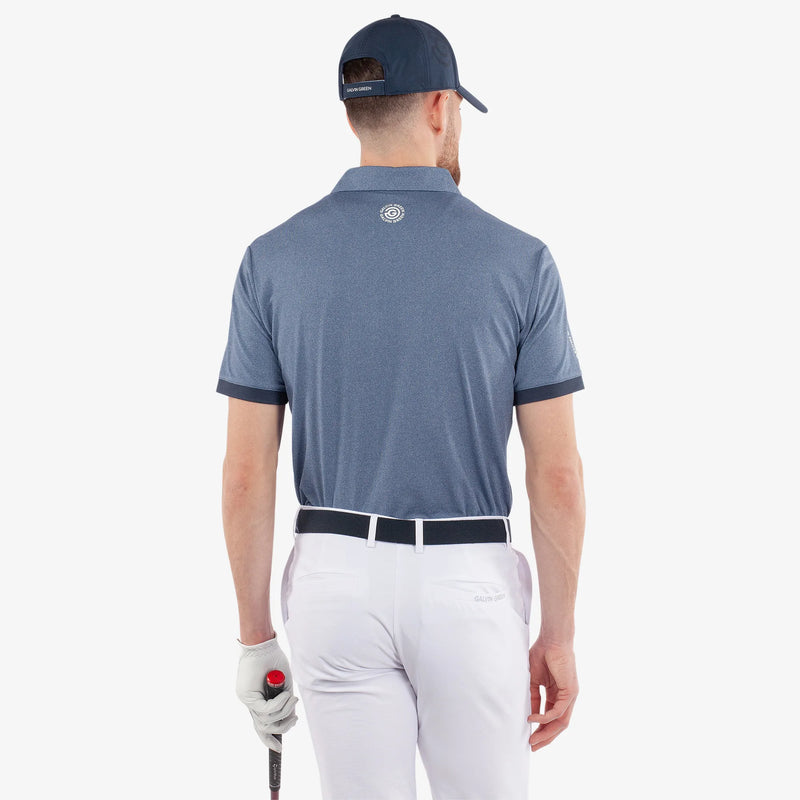 Mikel is a Breathable short sleeve golf shirt for Men in the color Navy(6)