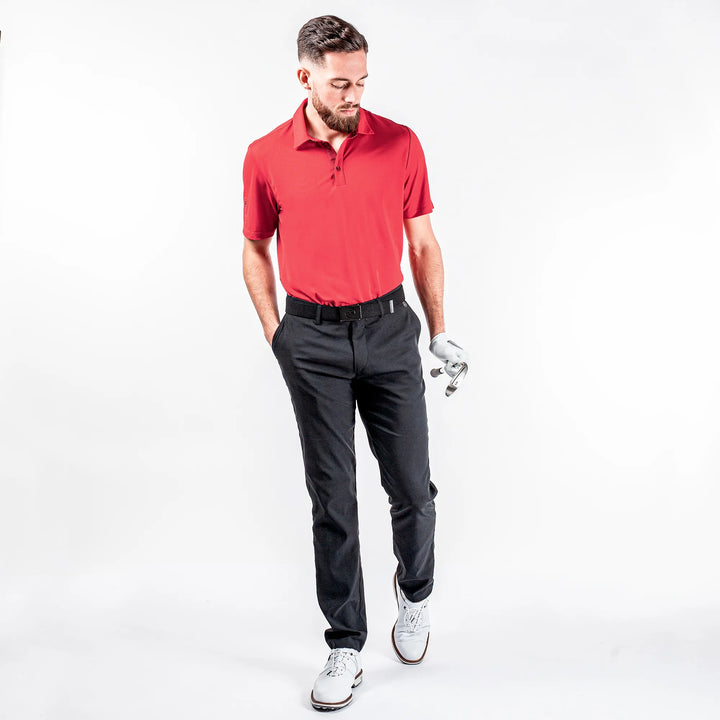 Milan is a Breathable short sleeve golf shirt for Men in the color Red(2)