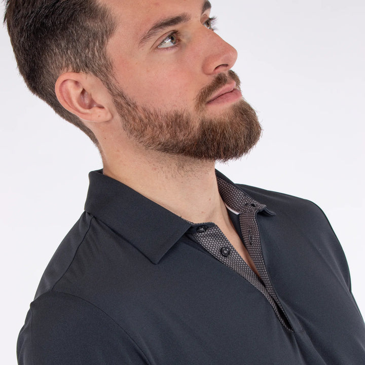 Milan is a Breathable short sleeve golf shirt for Men in the color Black(3)