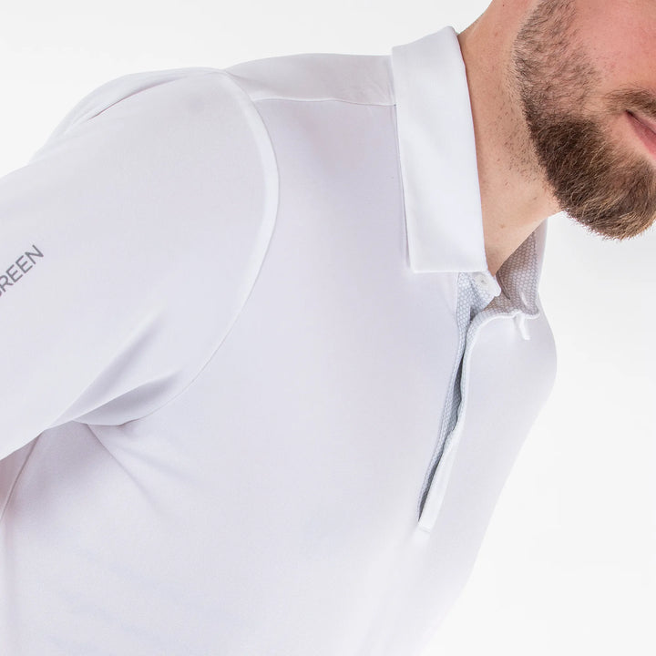 Milan is a Breathable short sleeve golf shirt for Men in the color White(5)
