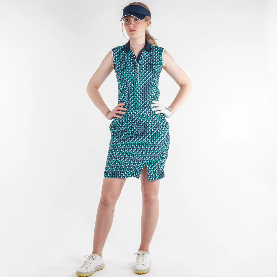 Mila is a Breathable sleeveless golf shirt for Women in the color Golf Green(4)