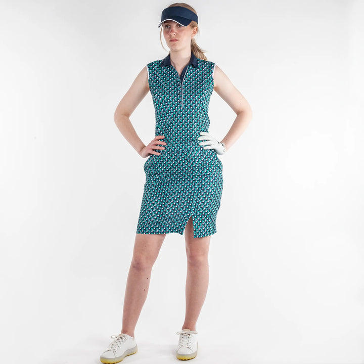 Mila is a Breathable sleeveless golf shirt for Women in the color Golf Green(4)