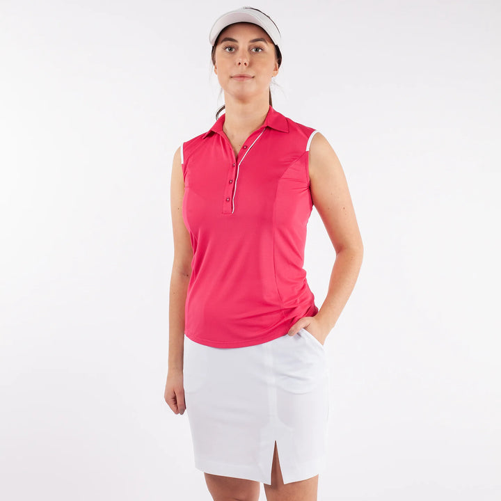 Mila is a Breathable sleeveless golf shirt for Women in the color Imaginary Pink(1)