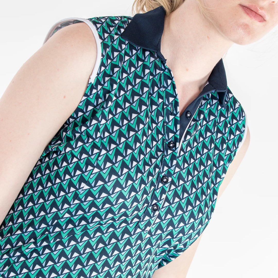 Mila is a Breathable sleeveless golf shirt for Women in the color Golf Green(3)