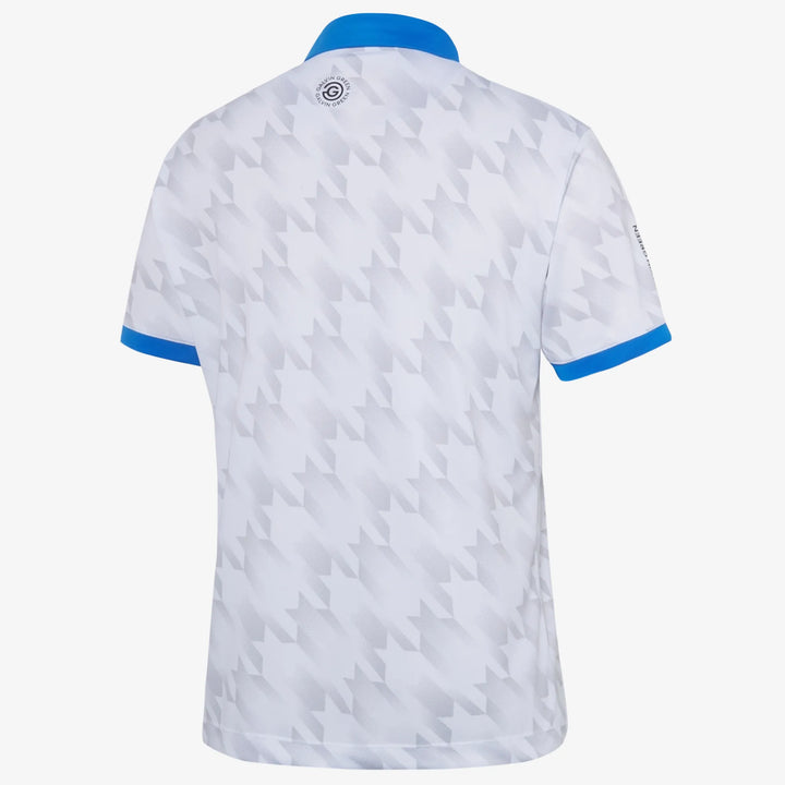 Miles is a Breathable short sleeve golf shirt for Men in the color White/Royal Blue(8)