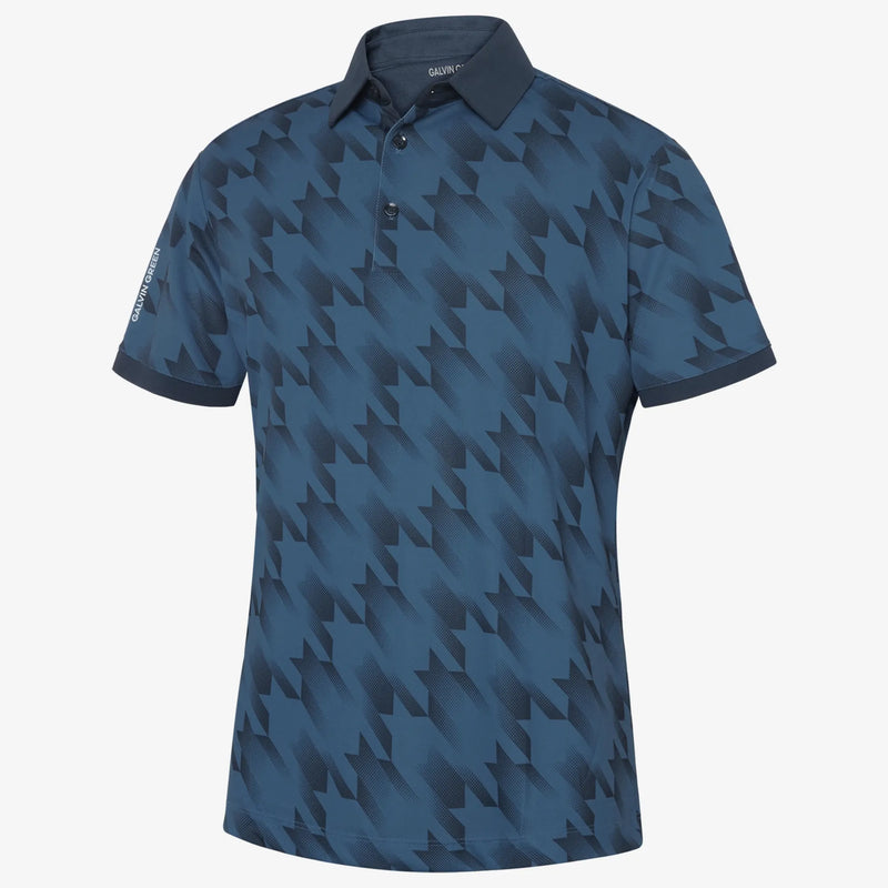 Miles is a Breathable short sleeve golf shirt for Men in the color Moonlight Blue/Navy(0)