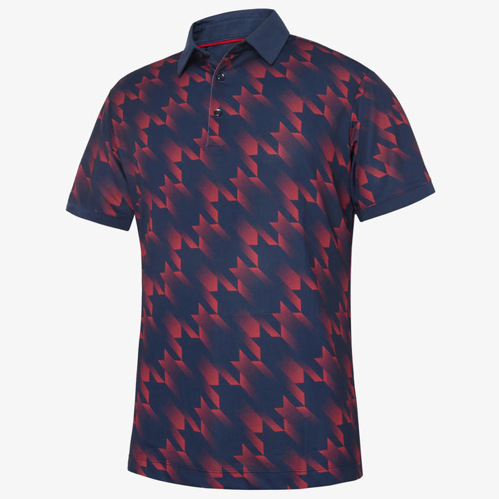 Miles is a Breathable short sleeve golf shirt for Men in the color Navy/Red(0)