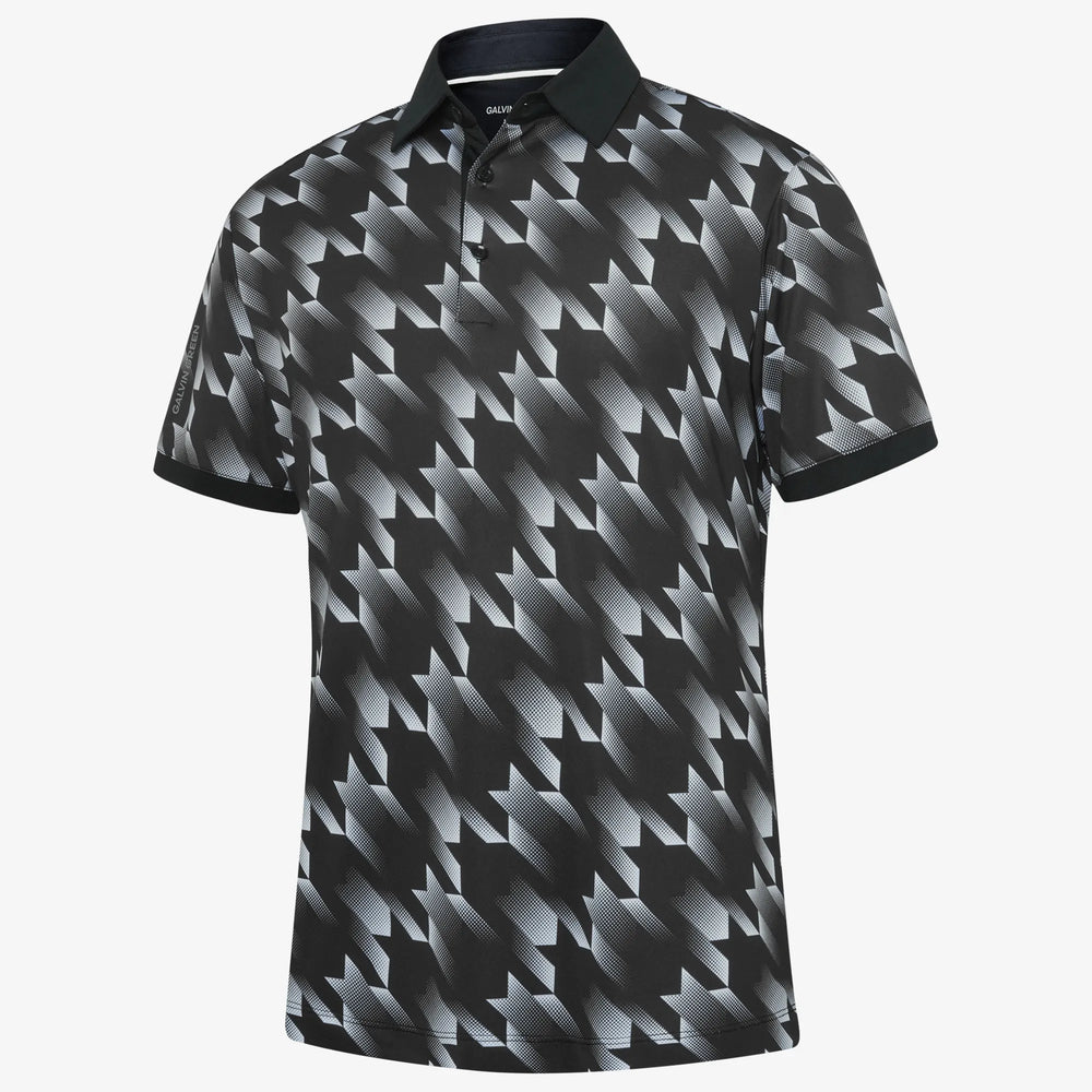 Miles is a Breathable short sleeve golf shirt for Men in the color Black/White(0)