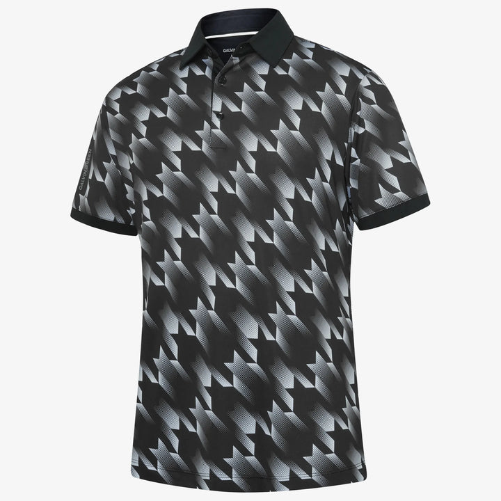 Miles is a Breathable short sleeve golf shirt for Men in the color Black/White(0)