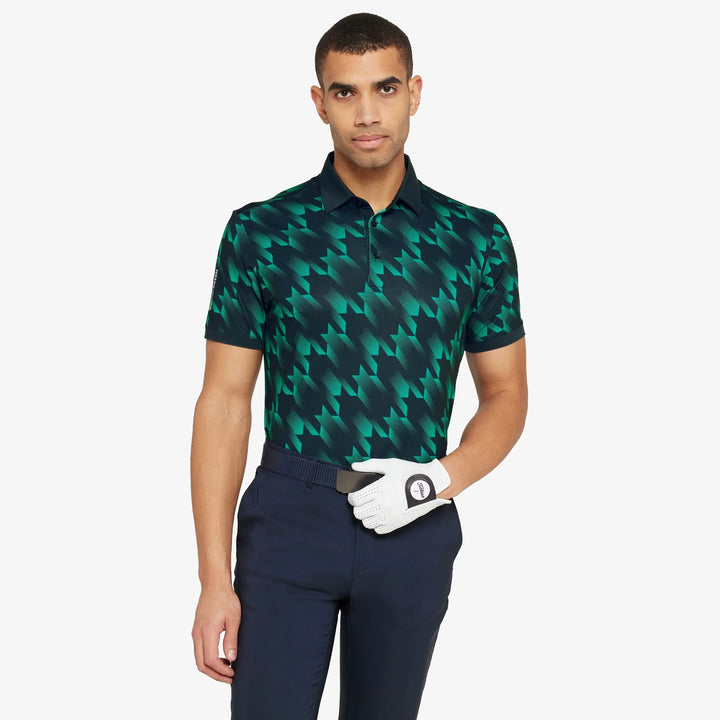 Miles is a Breathable short sleeve golf shirt for Men in the color Navy/Golf Green(1)
