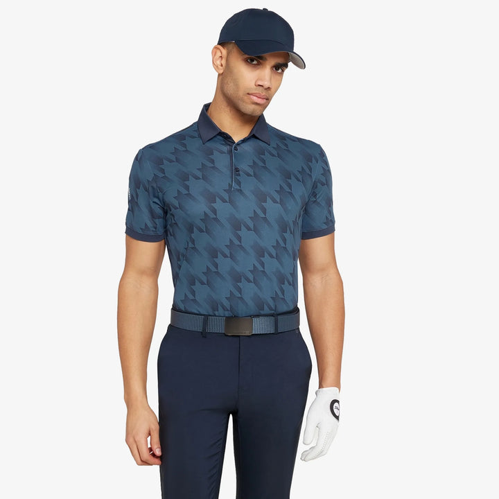 Miles is a Breathable short sleeve golf shirt for Men in the color Moonlight Blue/Navy(1)
