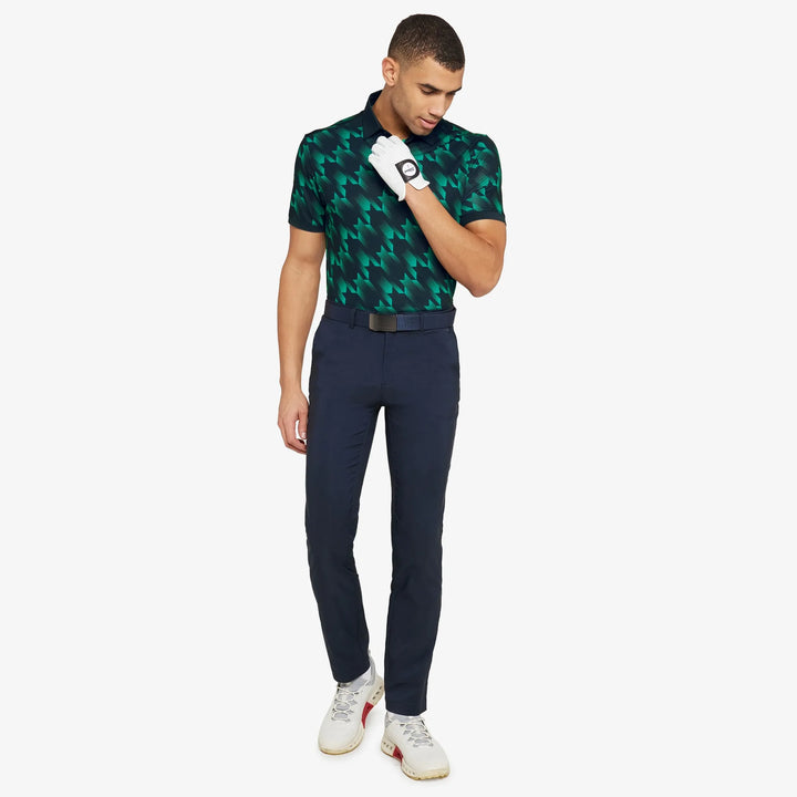 Miles is a Breathable short sleeve golf shirt for Men in the color Navy/Golf Green(2)