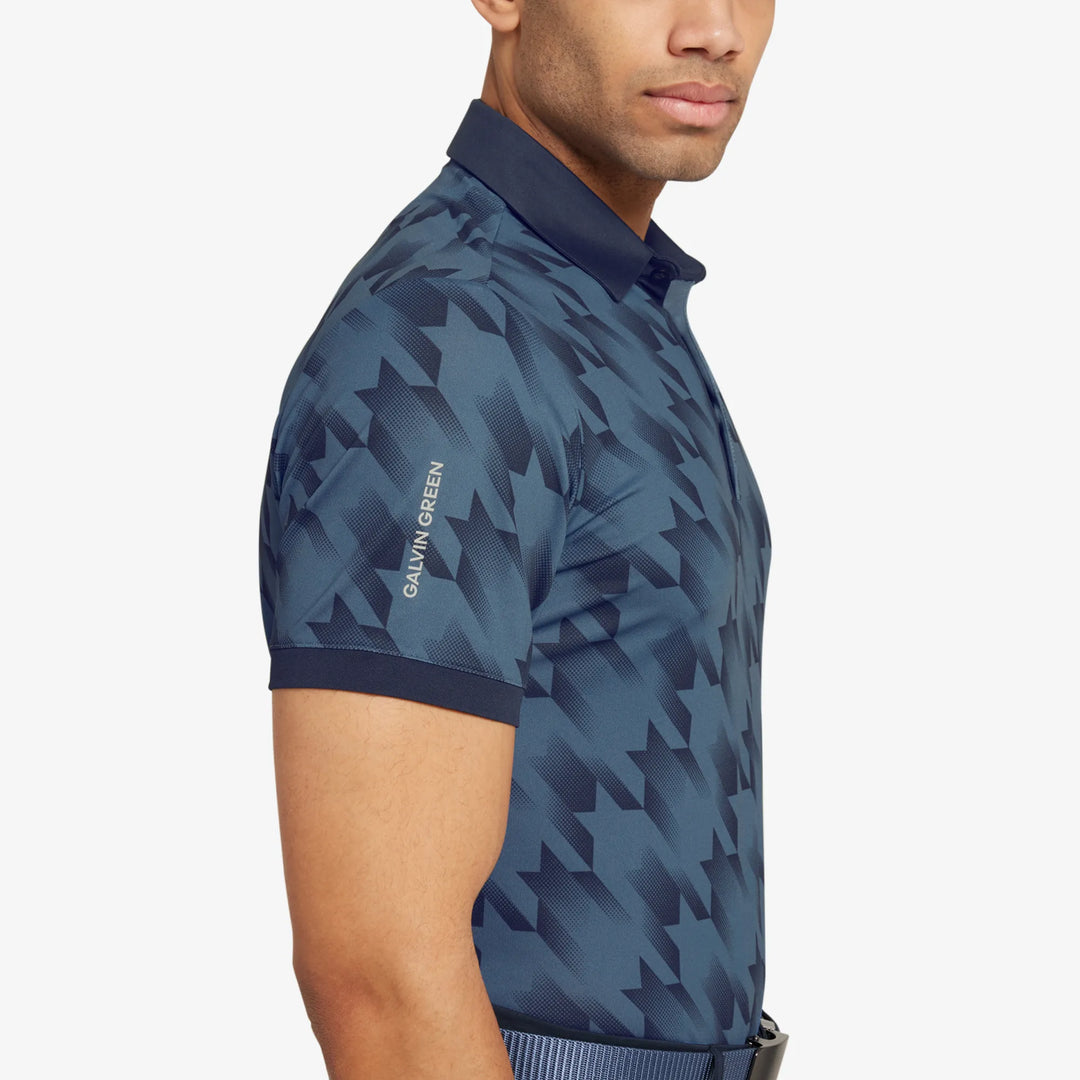 Miles is a Breathable short sleeve golf shirt for Men in the color Moonlight Blue/Navy(3)