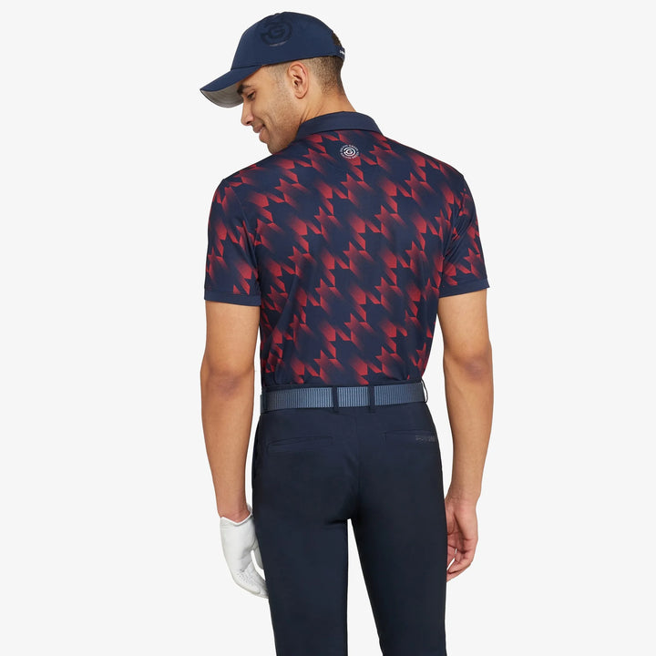 Miles is a Breathable short sleeve golf shirt for Men in the color Navy/Red(4)