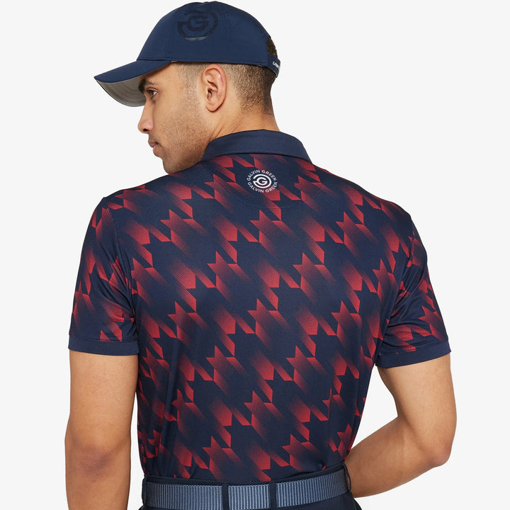 Miles is a Breathable short sleeve golf shirt for Men in the color Navy/Red(5)